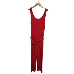 Softwear by Mark Singer Jumpsuit Romper Womens Medium Red Belted Stretchy USA